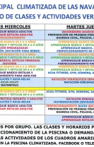 Horarios y clases de la Piscina Municipal Climatizada. Verano 2014