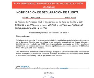 Alerta condiciones climatológicas adversas 13 a 16 de noviembre de 2025