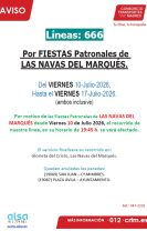 Modificaciones en la línea 666 por motivo de las Fiestas Patronales