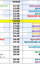 Horario de clases y actividades 2013/2014 de la Piscina Climatizada Municipal